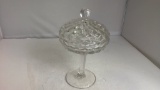 Cut Glass Candy Dish on Pedistal with Lid