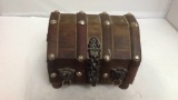 Wood Jewelry Box Shaped Like Treasure Chest