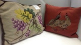 Lot of 2 Vintage Needle Point Pillows