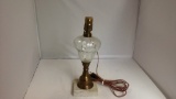 Vintage Lamp Marble Base, Brass and Glass Stand