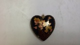 Cloisonne Heart & Flower Pendant