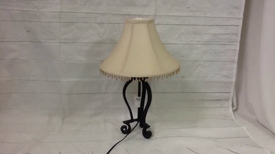 Wrought Iron Table Lamp with Beaded Shade