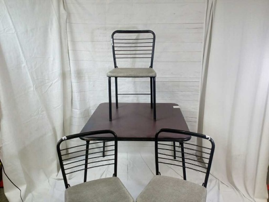 Metal Card Table and Chair Set of Three (3)