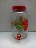 Vintage Drink Dispenser with Flower Design