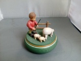 Wooden Music Box with Boy and Pigs