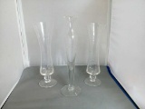 Lot of 3 etched glass Bud Vases
