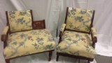 Vintage Rocking Chair and Chair with Foot Stool