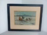 Vintage Frederic Remington Canoe Crossing