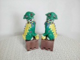 Pair of Chinese Porcelain Foo Dog Bookends
