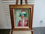 Oil on Canvas by W. Moninet of a Clown