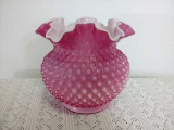 Ruffled Top Pink Bubbled Vase