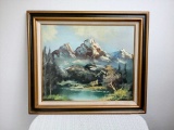 Oil on Canvas Mountain Scene