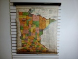 Vintage Minnesota Map in Retractable Holder