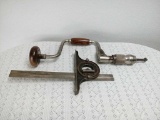 Vintage hand drill and T-square