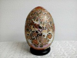 Hand Painted Porcelain Egg with Stand