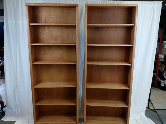 PAIR OF LARGE HEAVY WOOD BOOKCASES