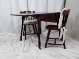 Dark Small Drop Leaf Table & 2 Chairs