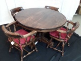 HEAVY WOOD DINING TABLE & 4 CHAIRS