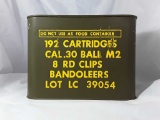 1 UNOPENED TIN OF 30 CAL 8 RD CLIPS BANDOLIERS