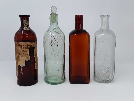 4 VINTAGE LARGE APOTHECARY JARS