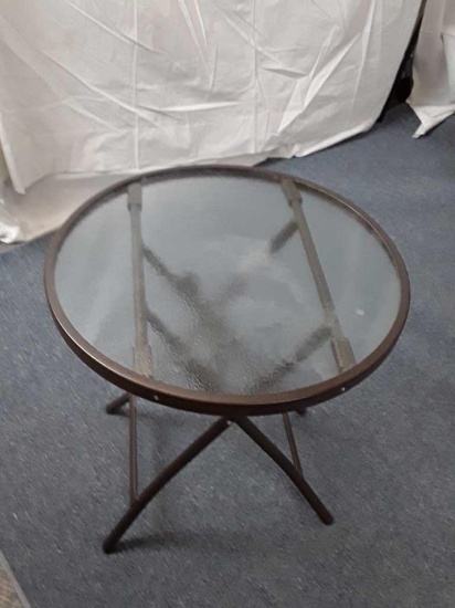 OUTDOOR GLASS TOP METAL TABLE