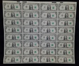1981 FEDERAL RESERVE NOTES $1 ONE DOLLAR US 32 BILLS UNCUT UNCIRCULATED SHEET