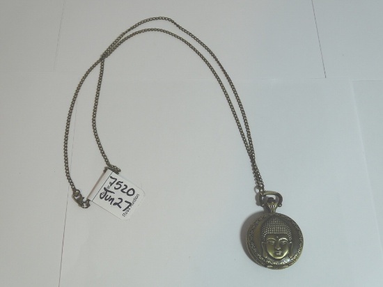 Hanging Necklace Pocket Watch with Buddah