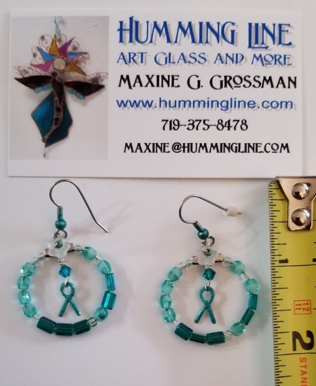 TEAL Morse Code earrings.