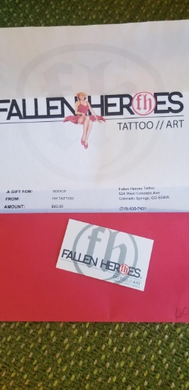 Fallen Heroes Tattoo Gift Certificate