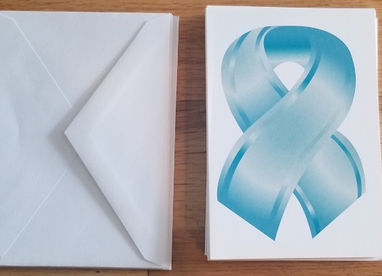 Set of 10 TEAL ribbon greeting cards and envelopes