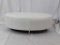 OVAL WHITE LEATHER OTTOMAN BY AMERICAN LEATHER