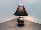 CERAMIC ASIAN STYLE LAMP W/CLOISONNE FENIAL