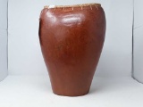 CLAY LARGE VASE WITH WOVEN ACCENTS ON THE TOP