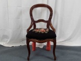 ANTIQUE NEEDLEPOINT CHAIR.