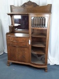 ANTIQUE LEADED CURVED GLASS SIDE BY SIDE  CABINET