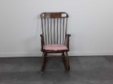 MISSION STYLE ROCKING CHAIR W/PINK SEAT PAD
