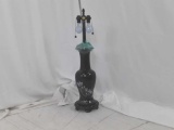 BLACK CHINOISERIE LAMP WITH MOTHER OF PEARL INLAY