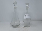2 GLASS DECANTERS W/STOPPERS BOTH APPROX  12