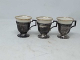 3 STERLING SILVER CUP WITH LENOX INSERTS