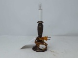 SMALL TABLE TOP BRASS LAMP W/CANDLE STYLE LIGHT