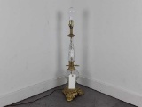 LAMP MADE W/ VINTAGE CUT GLASS PIECES & GOLD  TRIM