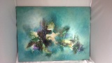 Abstract Painting on Board Signed Rusny