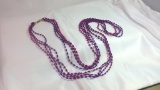 Vintage Four Strand Purple Bead Necklace