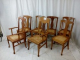 OAK & CANE BOTTOM DINING CHAIRS (6)