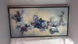 Abstract Framed Painting on Board Signed Rusny