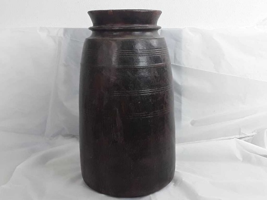 LARGE WOODEN JUG FROM INDIA  17.5" H