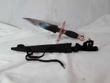 LARGE KNIFE STAINLESS STEAL BLADE HAS SHEATH
