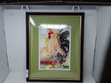 WATERCOLOR FRAMED ROOSTER PAINTING 22
