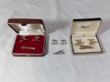 3 SETS OF VINTAGE CUFF LINKS AND TIE CLIPS