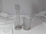 2 DECORATED GLASS VASES